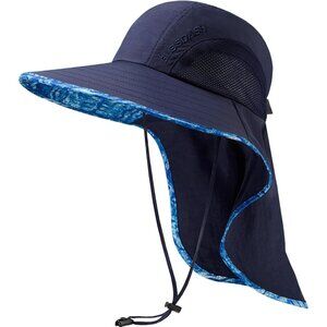 Unisex Ripple Camo 100% Nylon Wide Brim Mesh Vent With Neck Flap Classic Sun Hat